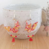 Boucles d'oreilles renard rouge et jaune à fleurs