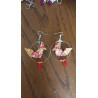Boucles d'oreilles renard rouge et jaune à fleurs