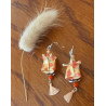 Boucles d'oreilles Fleur de lotus orange et beige