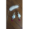 Boucles d'oreilles Fleurs de lotus rouge et jaune