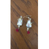 Boucles d'oreilles Fleurs de lotus rouge et jaune