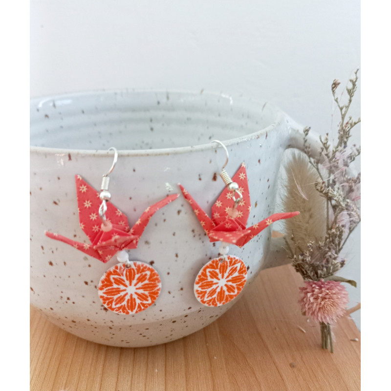 Boucles d'oreilles grue orange Boucles d'oreilles grue orange
