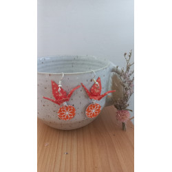 Boucles d'oreilles grue orange