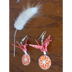 Boucles d'oreilles grue orange