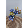 Bouquet de fleurs tons jaune / violet / bleu