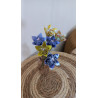 Bouquet de fleurs tons jaune / violet / bleu