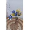 Bouquet de fleurs tons jaune / violet / bleu