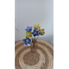 Bouquet de fleurs tons jaune / violet / bleu