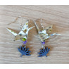 Boucles d'oreilles grue violette et verte