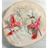 Boucles d'oreilles colibri rouge et blanche