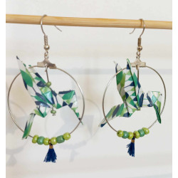 Boucles d'oreilles colibri vert et bleue