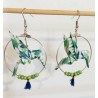 Boucles d'oreilles colibri vert et bleue