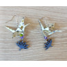 Boucles d'oreilles grue violette et verte