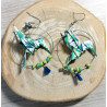 Boucles d'oreilles colibri vert et bleue