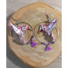 Boucles d'oreilles colibri violet petite fleur