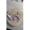 Boucles d'oreilles colibri violet petite fleur
