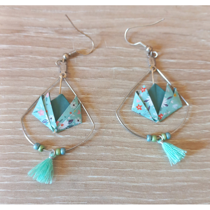 Boucles d'oreilles nénuphar vert d'eau Boucles d'oreilles nénuphar vert d'eau