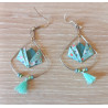 Boucles d'oreilles nénuphar vert  d'eau