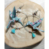 Boucles d'oreilles colibri turquoise fleur rose