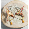 Boucles d'oreilles colibri orange clair fleur orange foncé