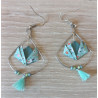 Boucles d'oreilles nénuphar vert  d'eau