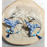 Boucles d'oreilles colibri bleue foncé et blanc