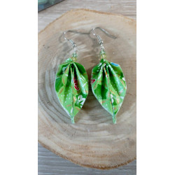 Boucles d'oreilles feuille vert pomme