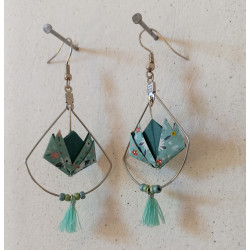 Boucles d'oreilles nénuphar vert  d'eau