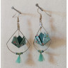 Boucles d'oreilles nénuphar vert  d'eau