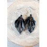 Boucles d'oreilles feuille noir et or