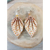 Boucles d'oreilles feuille moutarde et blanc