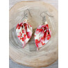 Boucles d'oreilles feuille rouge et beige