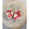 Boucles d'oreilles feuille rouge et beige