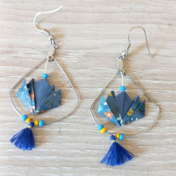 Boucles d'oreilles nénuphar bleu foncé