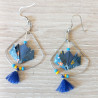Boucles d'oreilles nénuphar bleu foncé