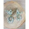 Boucles d'oreilles grue vert olive navette ovale