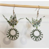 Boucles d'oreilles grue vert olive navette ovale