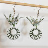 Boucles d'oreilles grue vert olive navette ovale