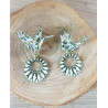 Boucles d'oreilles grue vert olive navette ovale