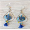 Boucles d'oreilles nénuphar bleu foncé