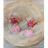 Boucles d'oreilles grue rose motif fleur