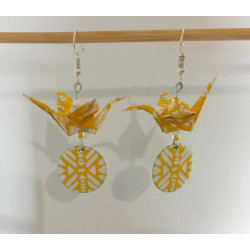 Boucles d'oreilles grue jaune