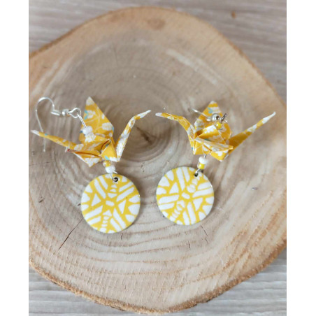 Boucles d'oreilles grue jaune