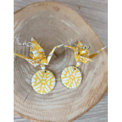 Boucles d'oreilles grue jaune