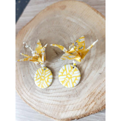 Boucles d'oreilles grue jaune