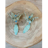 Boucles d'oreilles grue bleu ciel navette losange