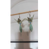 Boucles d'oreilles grue bleu ciel navette losange