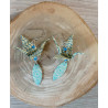 Boucles d'oreilles grue bleu ciel navette losange