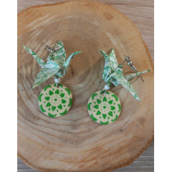 Boucles d'oreilles grue vert clair