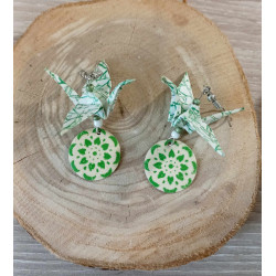 Boucles d'oreilles grue vert clair